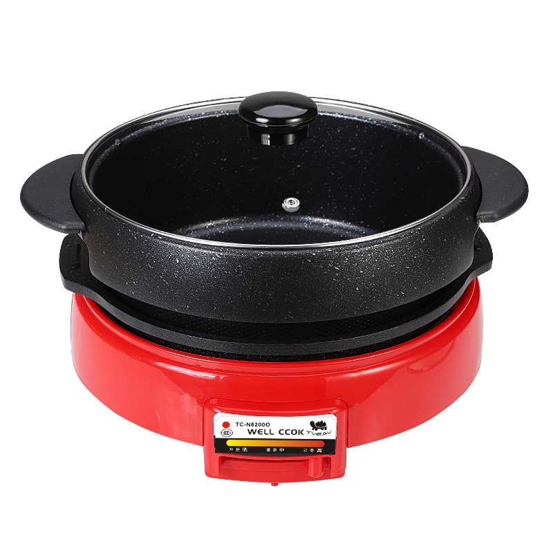 妖怪分体电煮锅电热锅涮烤一体料理锅家用多功能鸳鸯电火锅乌龟锅8800