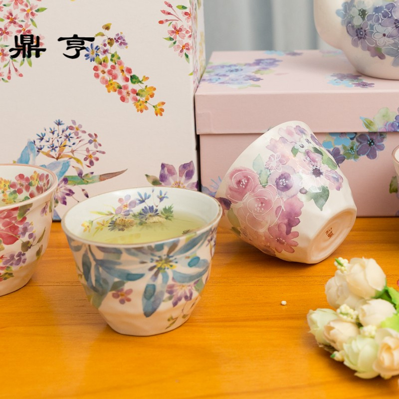 鼎亨日本进口陶瓷茶杯随手杯日式茶具套装和风简约樱花家用