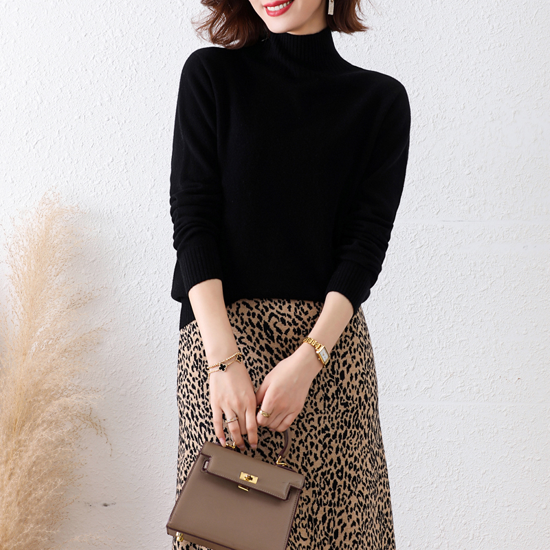 新款100纯羊毛衫高端大牌羊绒衫女秋冬季毛衣新款百搭高领毛衣时尚洋气上衣针织上衣服打底衫女内搭大码显瘦洋气毛衣女高清大图