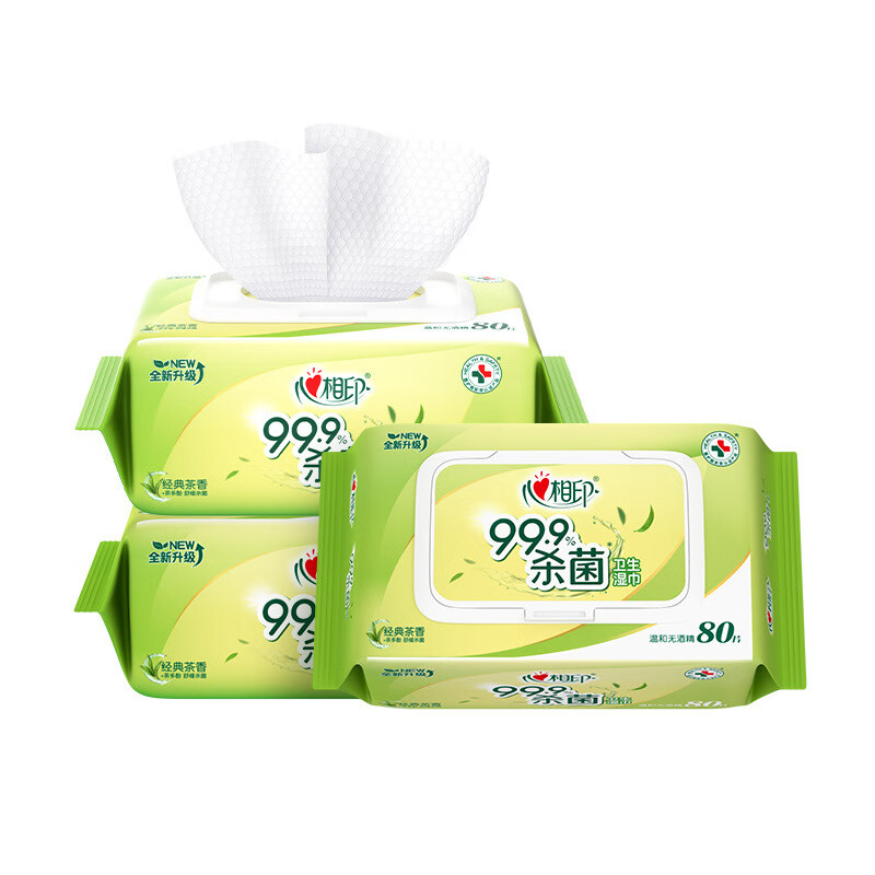 心相印 经典茶香99.9%杀菌卫生湿3xXCG080(80片*3包)