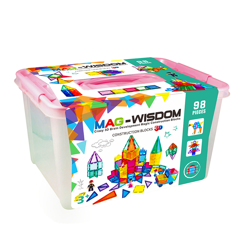 科博[魔磁智慧片]98片装磁力片彩色透光3岁以上男孩女孩益智带磁性拼装积木强磁性玩具男孩女孩玩具高清大图