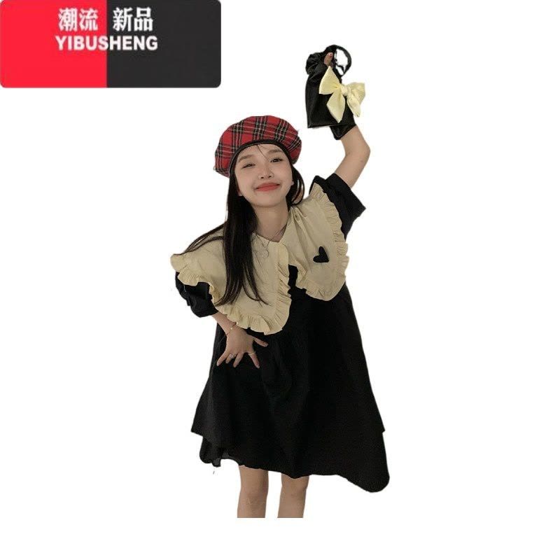 YIBUSHENG大码女装胖mm2024季韩版甜美宽松显瘦气质立体花朵娃娃领连衣裙图片