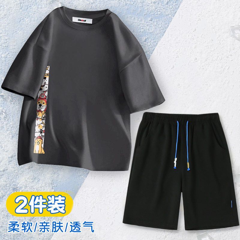 森马集团旗下GleMall新款潮男夏天短袖t恤男休闲宽松短袖套装男