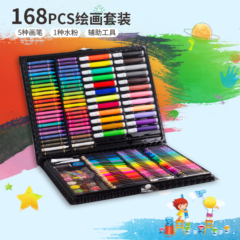 婴侍卫 168PCS绘画套装 美术文具礼盒 168高清大图