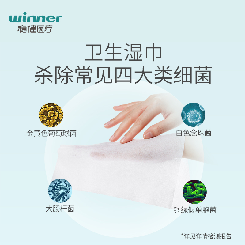 稳健一次性卫生消毒湿巾酒精湿巾清洁杀菌灭菌家用大尺寸60片/袋