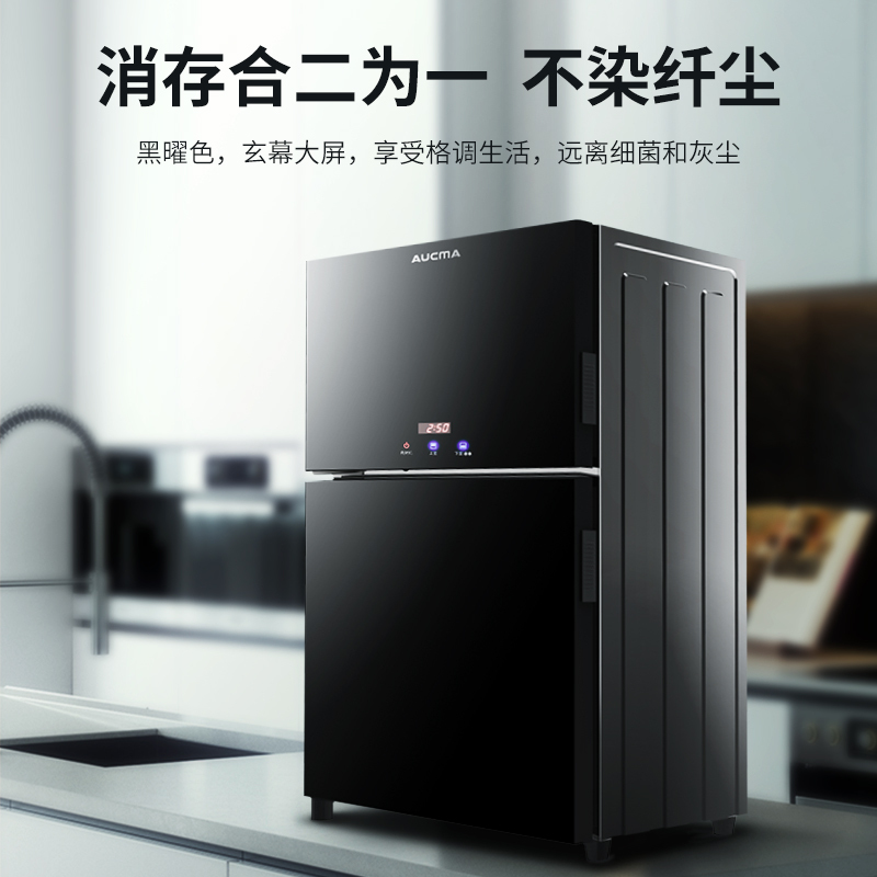 澳柯玛(AUCMA) 消毒柜 家用 立式 小型 二星级高温 厨房碗筷餐具消毒碗柜 双门台式ZTD98H-GS