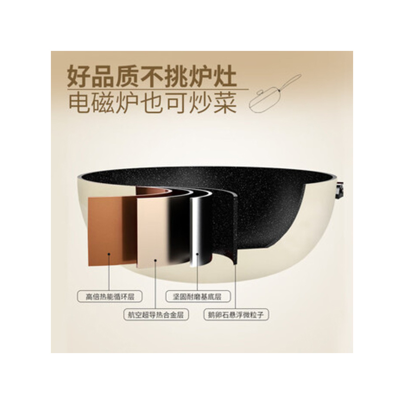 温仑山(VELOSAN) VE1106 32cm鹅卵石炒锅 净重2kg (单位:个) 白玉兰高清大图