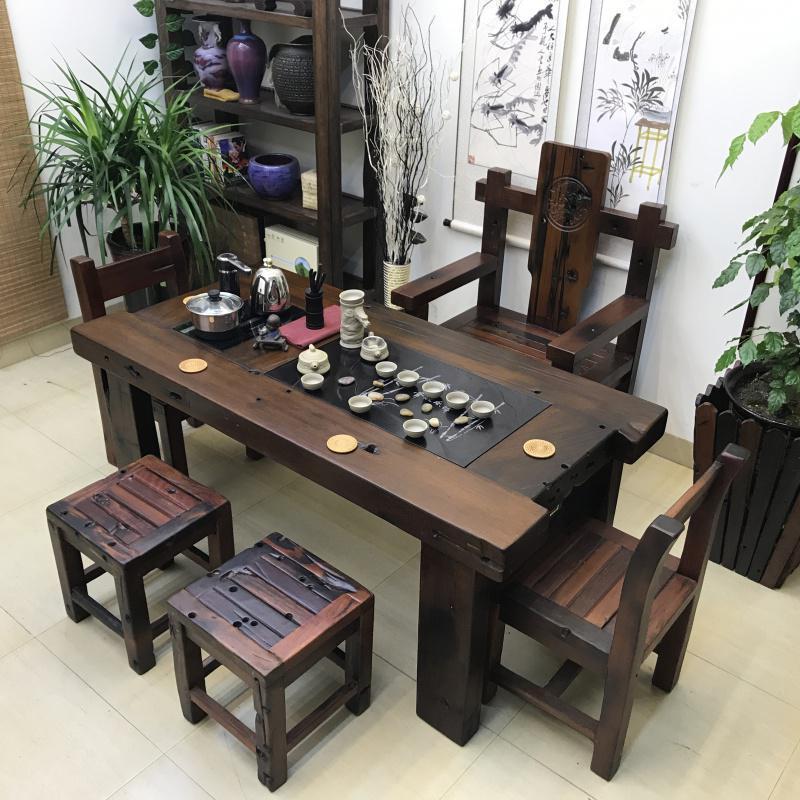 森美人老船桌椅组合新中式功夫茶几实桌茶具套装一体家用小茶台