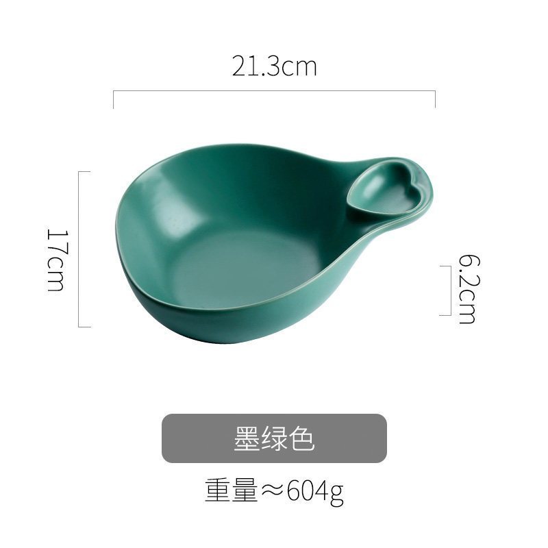 家柏饰(CORATED)北欧烘培碗带手柄烤箱专用陶瓷碗创意早餐焗饭碗盘水果沙拉碗家用 墨绿高清大图