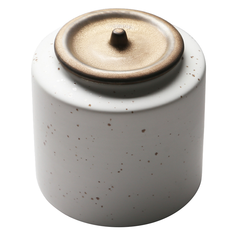 苏氏陶瓷(SUSHI CERAMICS)茶叶罐时尚亚光铁锈茶具配件(白)