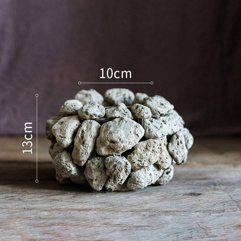 家柏饰(CORATED)火山石烛台风灯花器艺术风格装饰摆件花园庭院咖啡馆橱窗 火山石烛台(大)高清大图