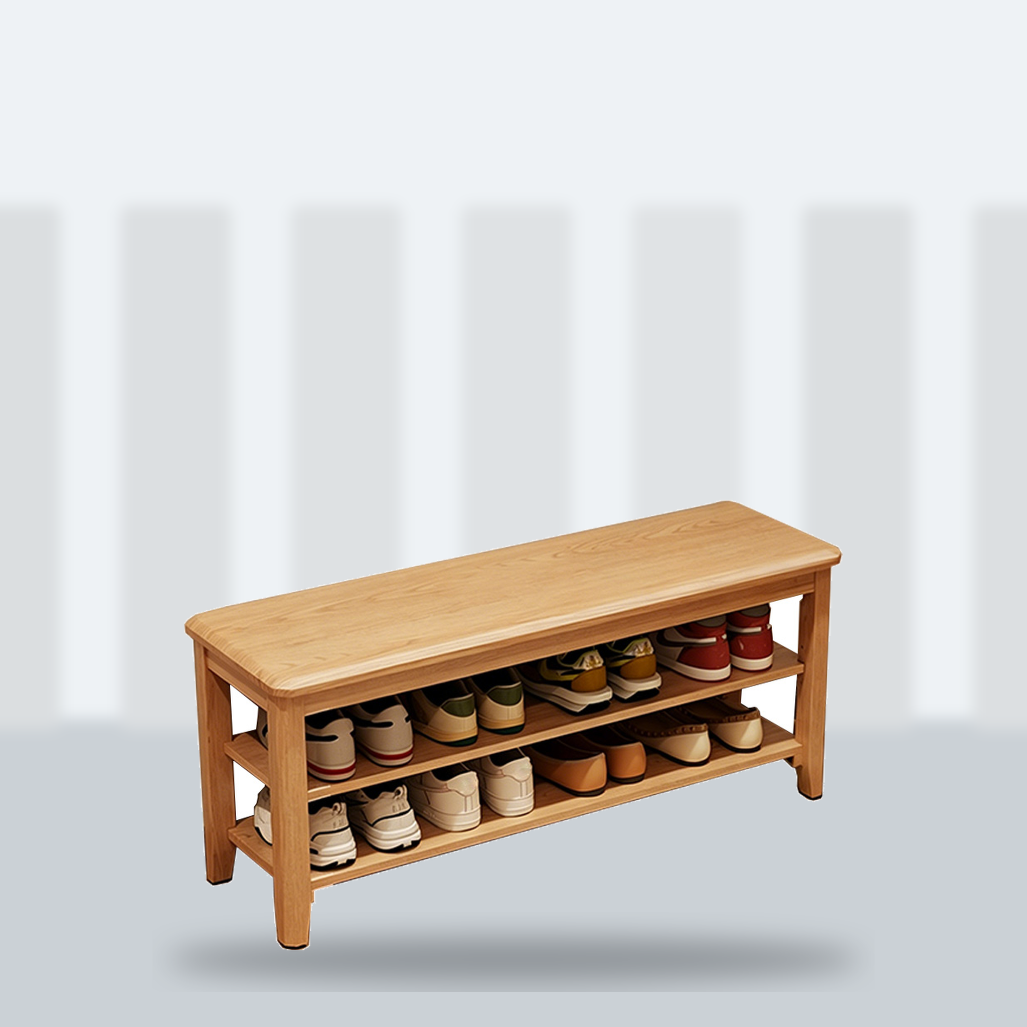 增辉智仓 换鞋凳 浅木色 100×30×42cm 个高清大图