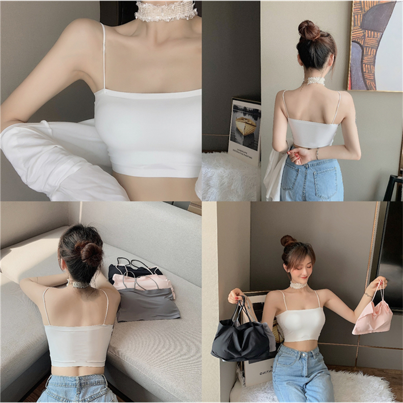 yunwuxin冰丝抹胸内衣吊带聚拢美背打底内搭防走光背心带胸垫女裹胸外