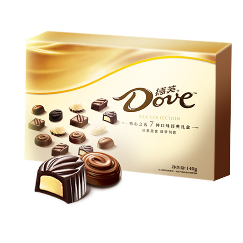 玛氏德芙dove精心之选140g巧克力礼盒丝滑草莓榛子酱夹心黑巧克力休闲