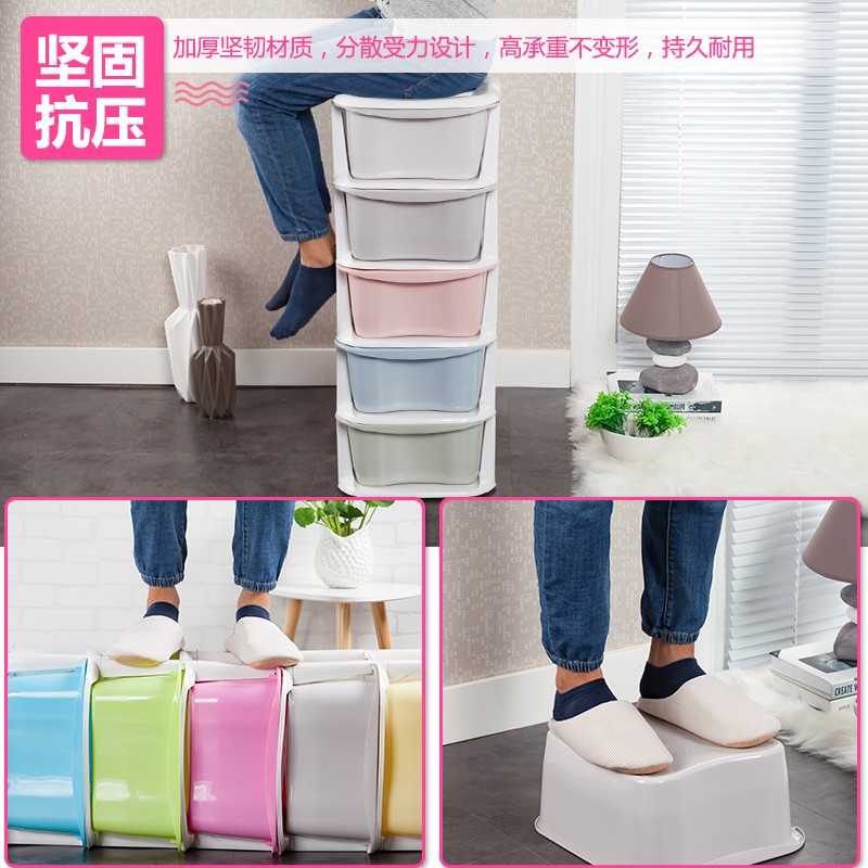 加厚儿童抽屉式收纳柜子宝宝衣柜多层储物柜塑料衣物整理箱五斗柜收纳柜 三维工匠高清大图
