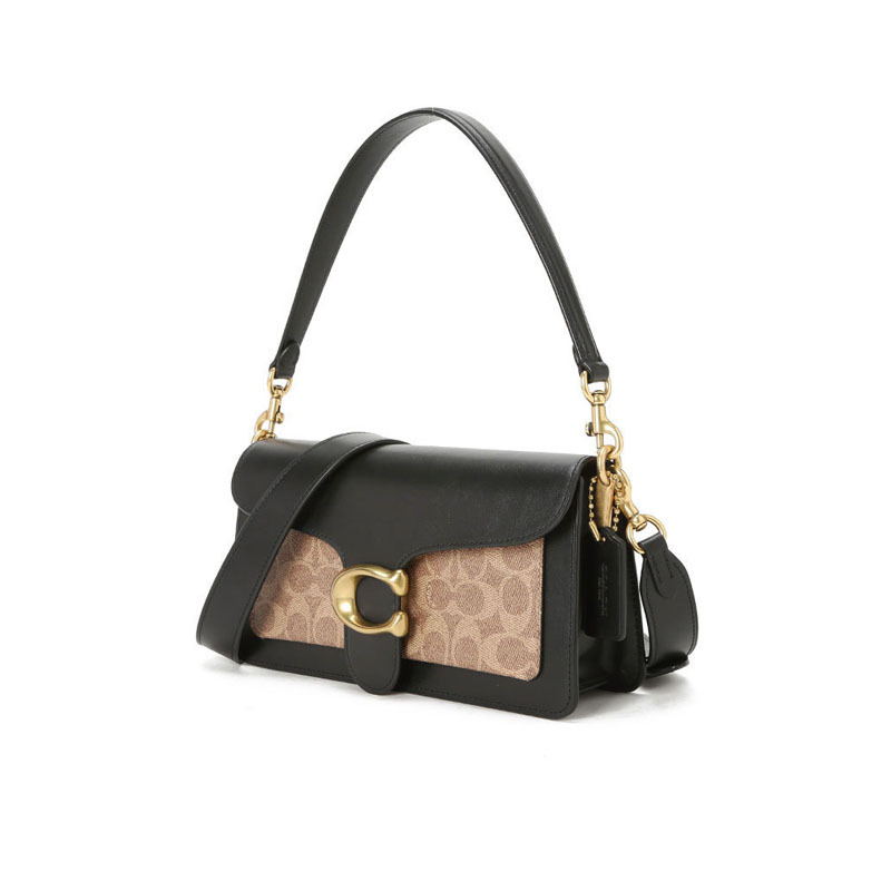COACH 蔻驰 女包 TABBY通勤肩背 单肩包 手提包 老花拼皮金扣91215