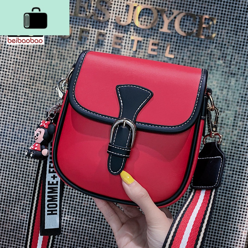 小包包2020新款潮女包斜挎百搭ins小方包休闲宽带单肩韩版NEWLAKE 红色活动