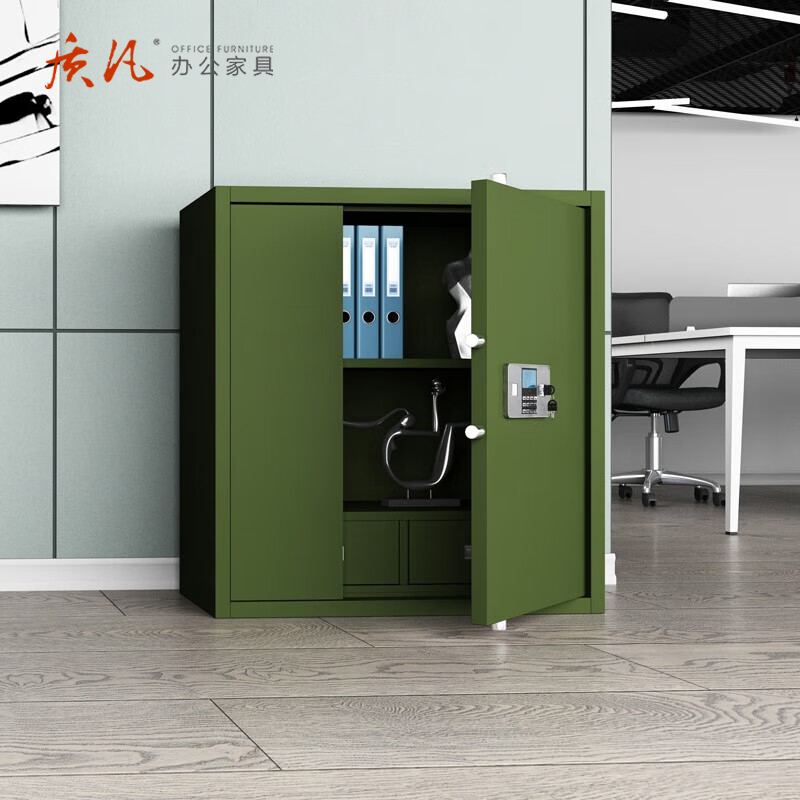 质凡 军绿色保密柜/分双节上电子锁 /ZF-BMG012/900*420*900mm高清大图