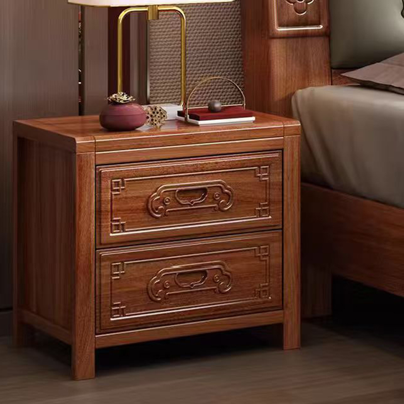 花梨色中式实木床1.5米单人床1.8米主卧双人大床高级感榫卯结构婚床高清大图