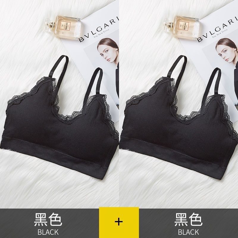 辞梅韩版少女学生蕾丝边无钢圈吊带打底背心女性感聚拢文胸运动内衣女