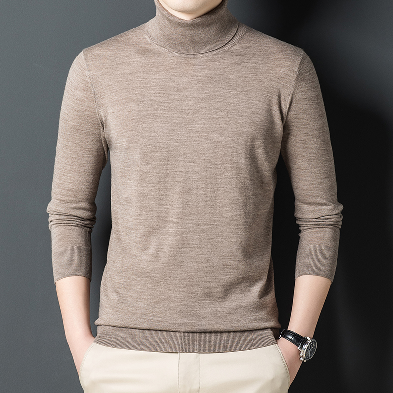 衫毛衣精纺羊毛衫男薄款高领纯羊绒打底毛衣秋冬大码男士针织衫毛衣男