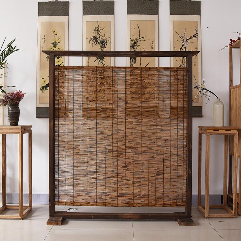 BONJEAN新中式实木芦苇屏风隔断玄关客厅茶室饭店酒店禅意复古屏风座屏高清大图