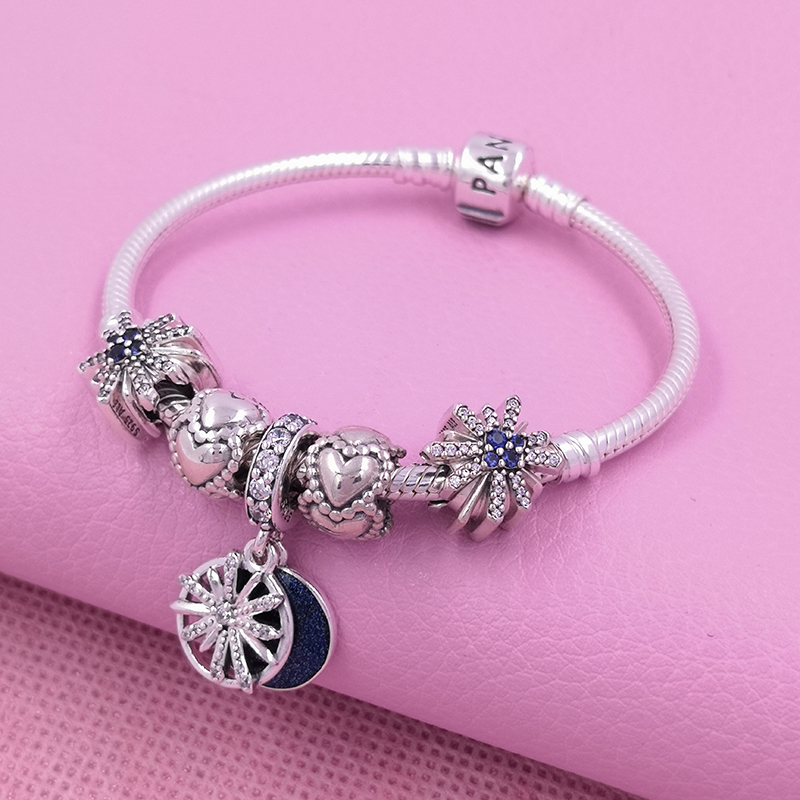 pandora潘多拉手链女饰品925银蓝色星空系列璀璨浪漫串珠手镯520送