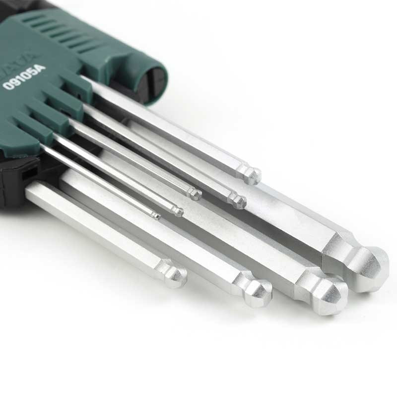 世达(SATA)工具9件铬钒钢加长球头内六角扳手组套 09105A 1套