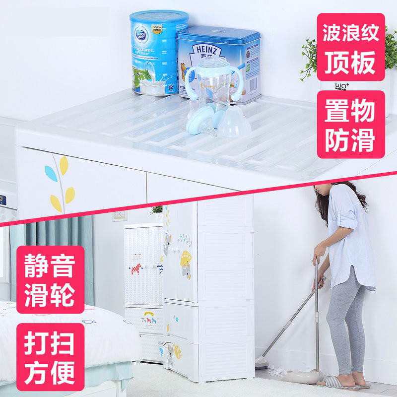 Yeya也雅塑料收纳柜婴儿宝宝衣柜儿童储物柜加厚多层收纳柜无味 6层 3+3带挂衣杆 SG-23A36高清大图