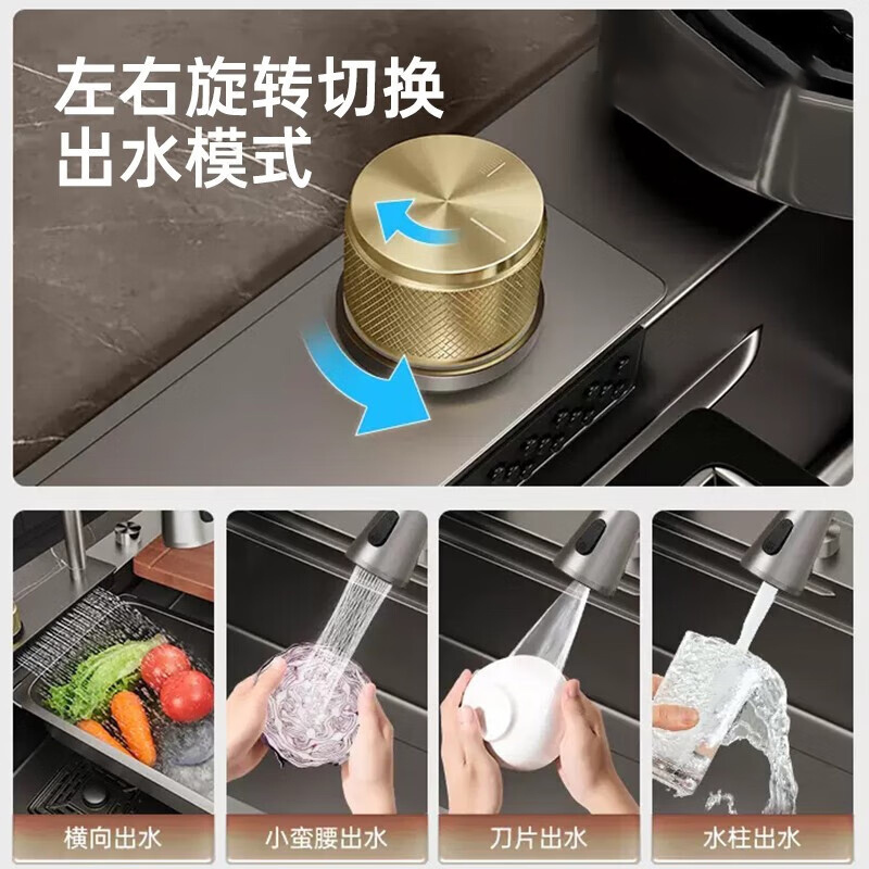 飞雨瀑布水槽厨房洗菜盆大单槽不锈钢家用台下盆洗碗槽洗碗池高清大图