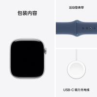 MX223CH/B Apple Watch S10 GPS 46 毫米银色铝金属表壳 丹宁色运动型表带-M/L