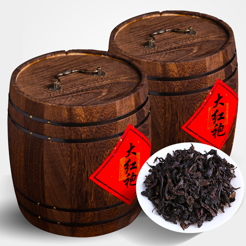 福岗岩茶浓香型肉桂茶散装300g木桶礼盒大红袍茶叶礼盒装