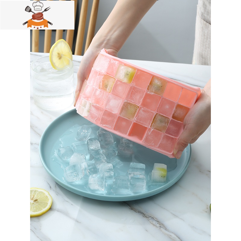 硅胶冰格制冰盒自制冰块模具家用速冻器辅食小冰箱做冰粒球带盖 敬平 白色12格[食品级PP 安全无异味]高清大图