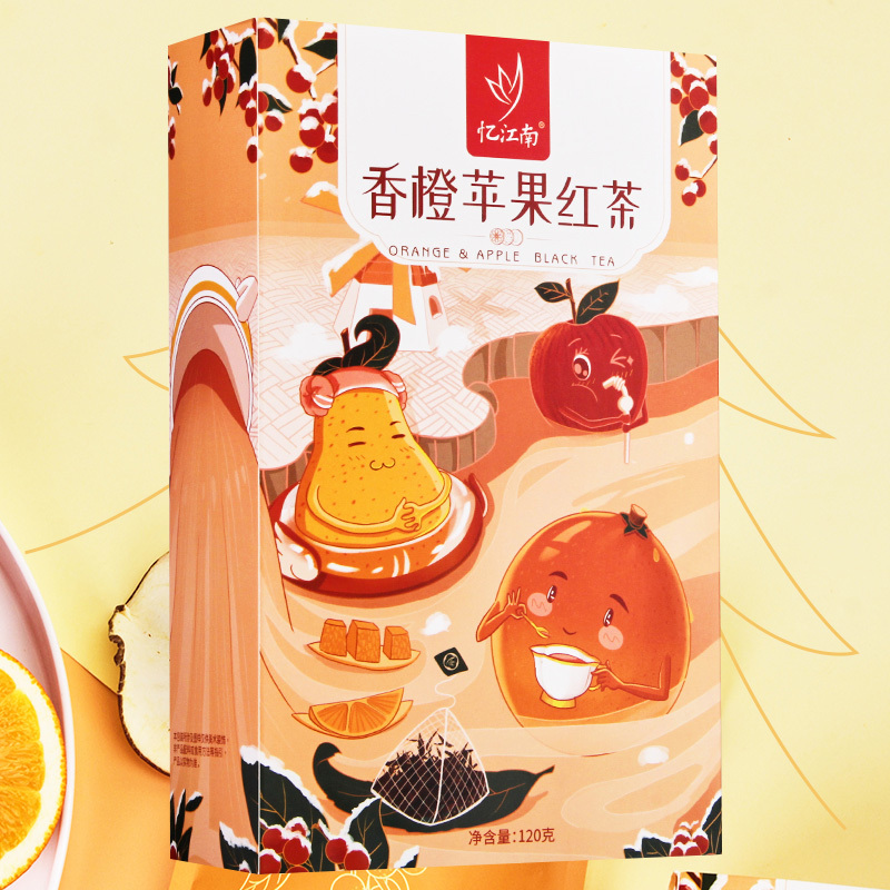 忆江南水果茶甜橙苹茶雪梨果酒代用茶盒装香橙苹果红茶120g高清大图