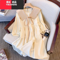 YIBUSHENG娃娃领连衣裙女季2024新款宽松显瘦裙子遮肚子洋气减龄孕妇气质