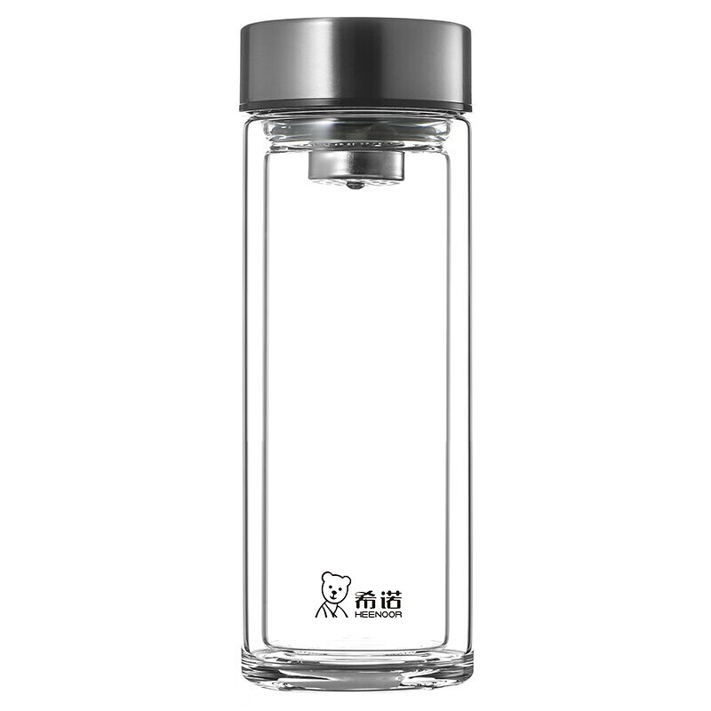 希诺(Heenoor)XN-6595 双层玻璃杯 家用商务办公泡茶杯子车载过滤水杯 360mL