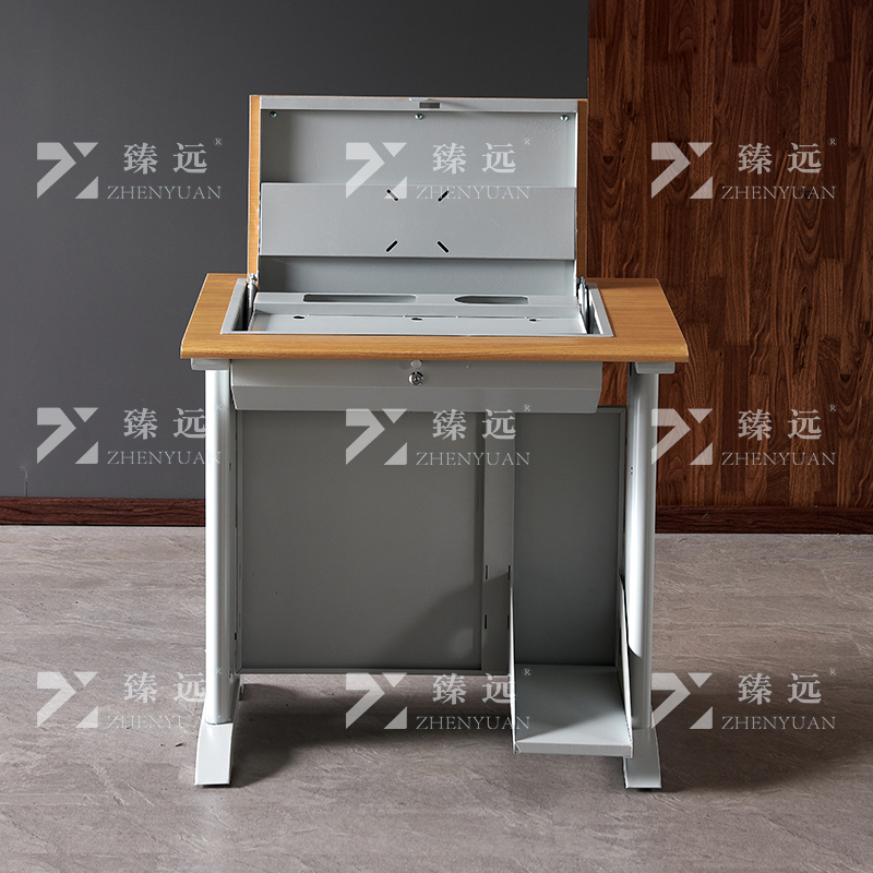 臻远 ZY4012425 隐藏式翻转电脑桌培训桌办公桌C款单人位高清大图