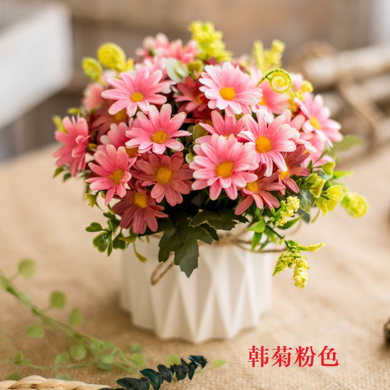 DXP 北欧仿真花套装陶瓷居装饰假花盆 16*16cm高清大图