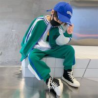 童装男童秋装套装新款洋气运动男孩中大儿童衣服潮流 110建议身高100-110CM 绿色套装