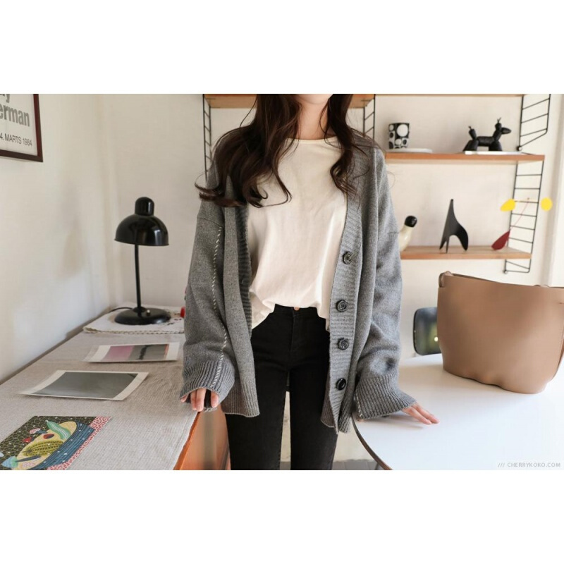 2018秋冬韩版中长款宽松加厚粗毛线慵懒风毛衣外套女软妹针织开衫