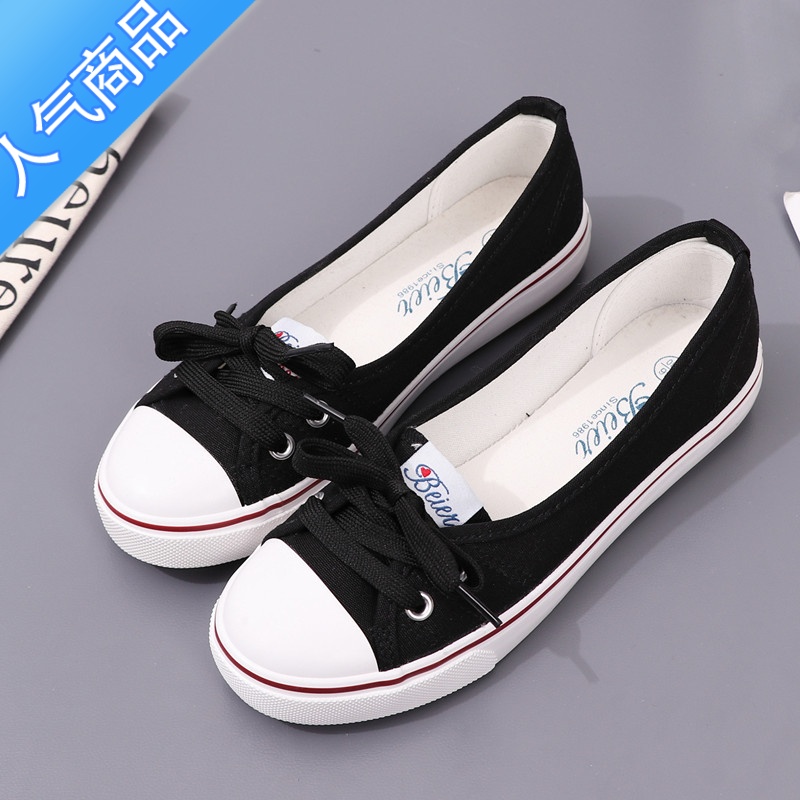 SUNTEK2023浅口春夏帆布鞋女韩版休闲懒人鞋学生平底布鞋单夏鞋夏2高清大图