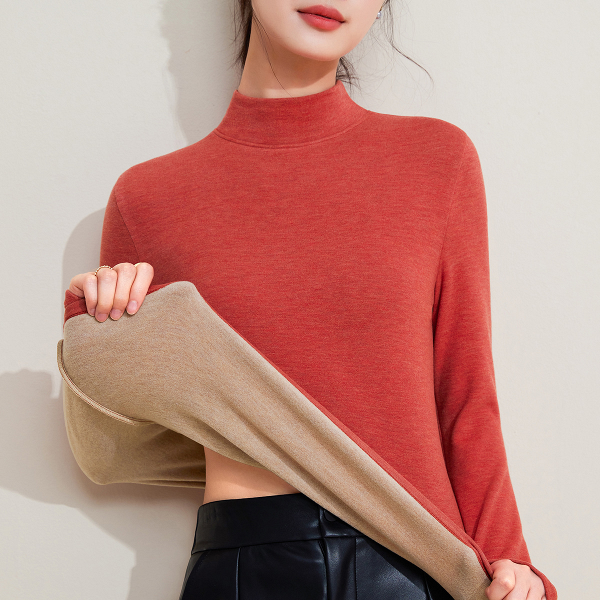 2025秋冬中领羊毛蚕丝保暖内衣女加厚加绒打底衫暖绒发热秋衣上衣高清大图