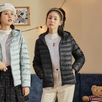 唐狮01冬新款轻薄羽绒服女立领短款休闲羽绒连帽时尚小个子外套 S B款连帽第一批/黑色