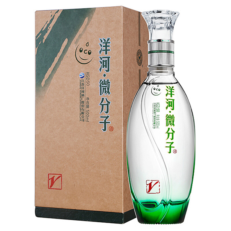 洋河(YangHe) 微分子小V43.8度 单瓶装白酒 500ml 绵柔浓香型