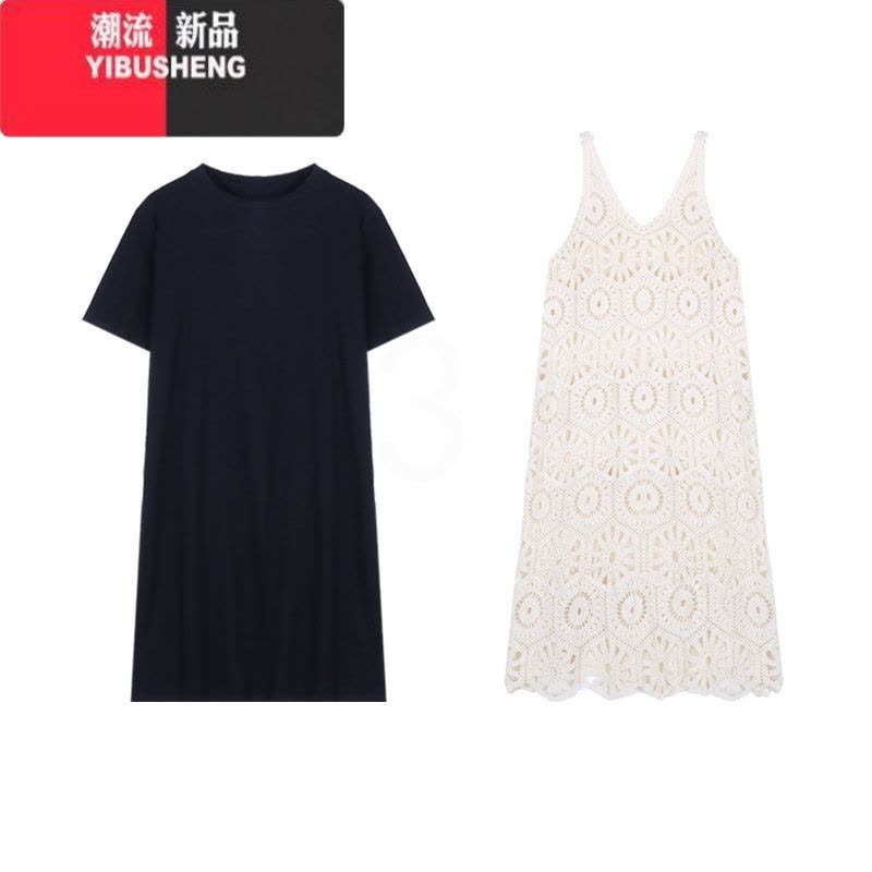 YIBUSHENG设计感镂空钩花背心连衣裙女季气质叠穿A字裙中长裙子图片