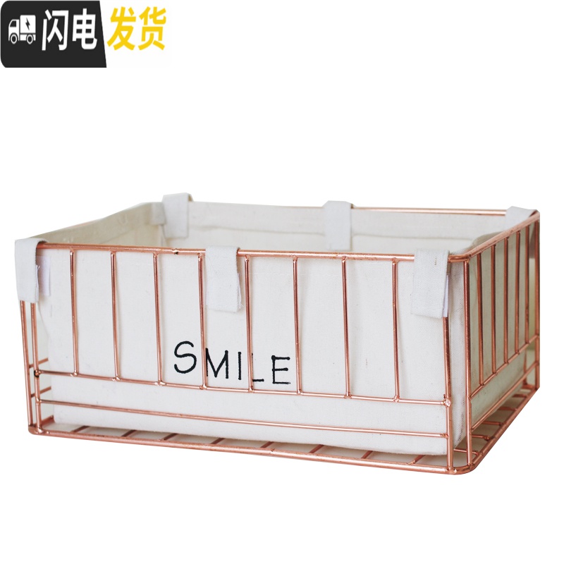 三维工匠桌面铁艺ins收纳筐杂物置物篮子玄关钥匙置物盒化妆品收纳整理盒收纳盒高清大图