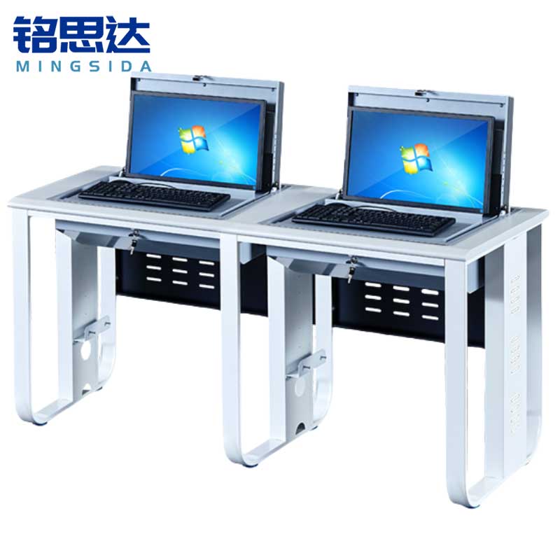铭思达翻转电脑桌双人位张高清大图