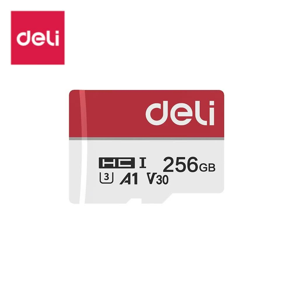 得力(deli)移动TF(MicroSD)存储卡A1 U3 V30高速传输 超大容量 监控摄像头手机平板扩容 256GB