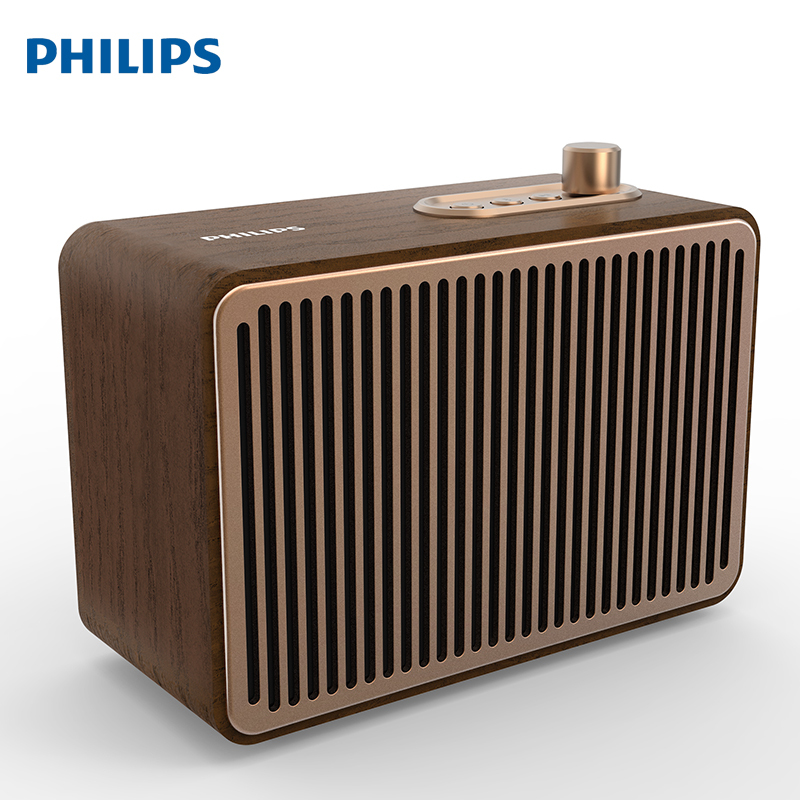 Philips/飞利浦蓝牙音箱TAVS500 老式复古木质小型无线音响大音量重低音炮客厅家用桌面充电个性电脑手机通用