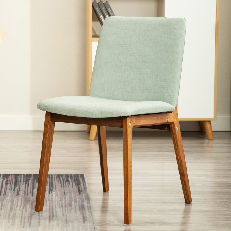 汐岩餐椅北欧家用现代简约书房椅子实木靠背办公桌椅酒店餐厅凳子轻奢 浅蓝－栗色木架欧洲A级榉木